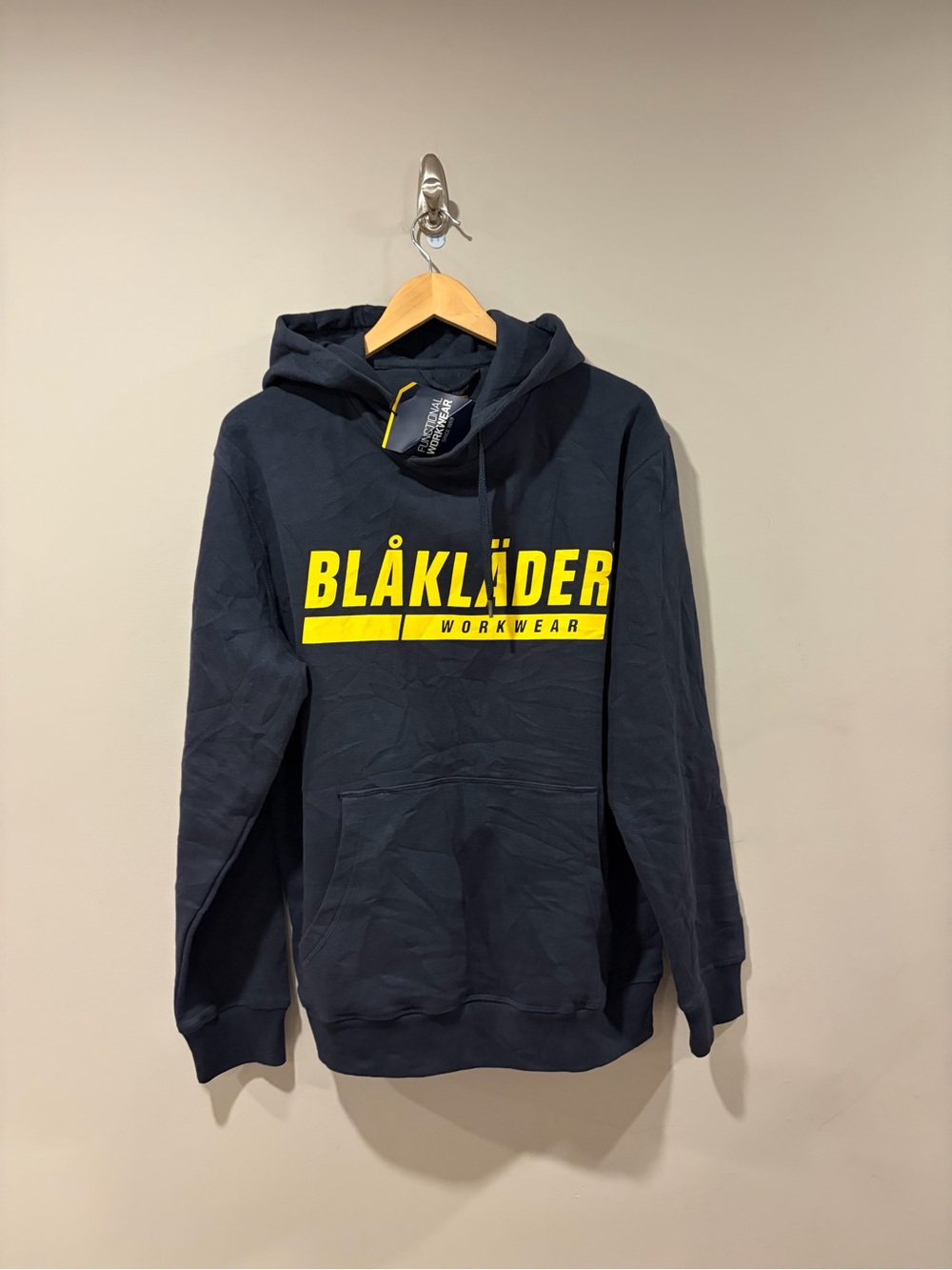 Blåkläder Workwear Logo Pullover Hoodie – Navy/Yellow – Men’s Large